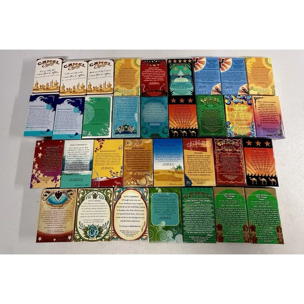 Vintage Camel Cigarette Packs Empty Lot Of 33 Artist Series Art Box EXCELLENT!